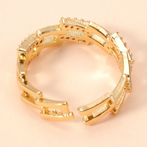 Elegant Geometric Multilayer CZ Open Ring - Picture 4 of 5